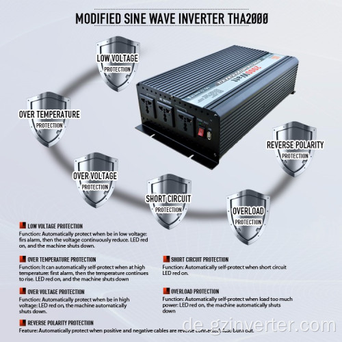 Modifizieren Sie Sinuswellenwechselrichter 2000W 12V-220 Power Wechselrichter